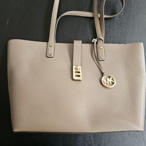 Michael Kors Pebble Leather Tote in Taupe  - Gold Hardware